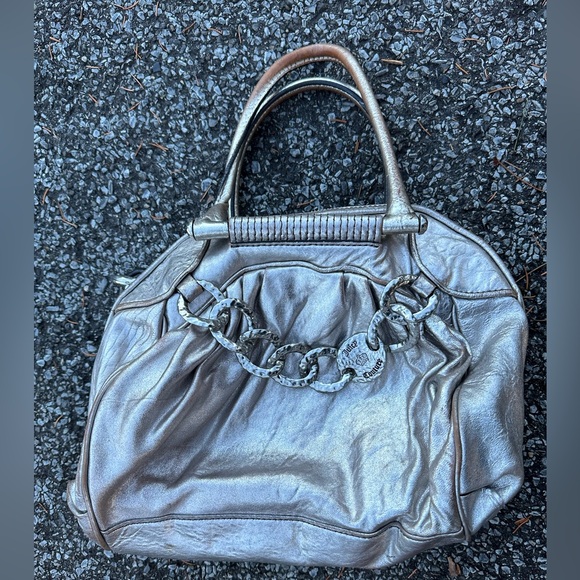 Vintage Y2K Juicy Couture Pale Gold Leather Handbag Purse - Picture 1 of 8